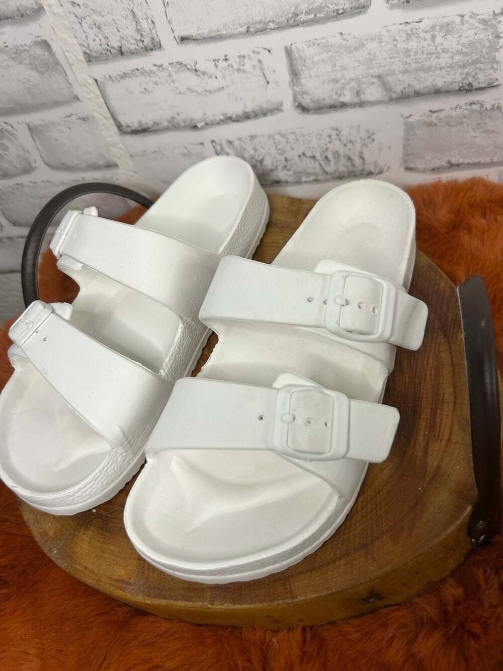 Women's EVA Double-Strap Buckle Footbed Slide Sandals - Picture 2 of 5